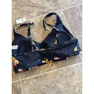 Offline By Aerie Goals Plunge Sports Bra True Black Floral Size Medium thumbnail 7