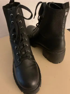 Steve Madden women Black platform Lace-Up Chunky Combat Boots US 9.5 thumbnail 3