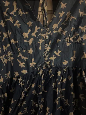 Blue Bird-Print Bohemian Dress thumbnail 3