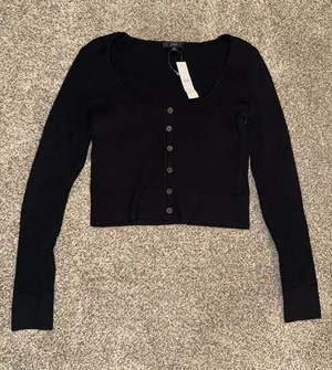 J.Crew Women's Black Scoopneck Stretch Cardigan Top Size S NWT thumbnail 1