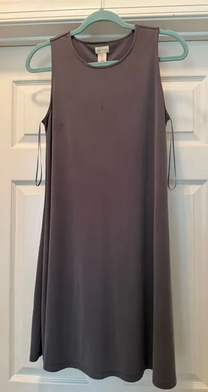 Sleeveless A-Line Dress in charcoal thumbnail 1