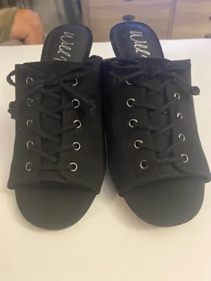 NW Diva Black Lace-Up Open-Back Mule Heels thumbnail 11