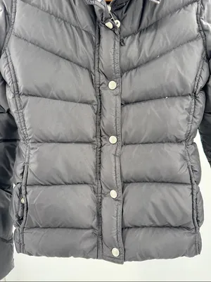 J. Crew Women's Black Chevron-Quilted Puffer Jacket down filled winter xs thumbnail 7