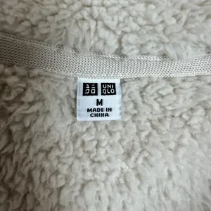 Uniqlo Fleece Sherpa Jacket Womens Medium Cream High Neck Full Zip‎ Front Cozy M thumbnail 10