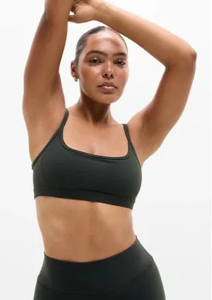 New Athleta M Square Neck Bra Elm Green Medium Cup A-C thumbnail 1