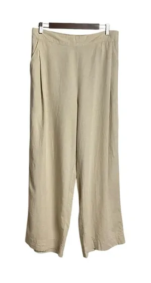 Madewell Linen‎ Wideleg Pull On Pants Size 10 Women’s Tan thumbnail 1