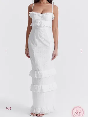 House Of CB Eva White Lace Eyelet Dress Large *hemmed / altered thumbnail 7