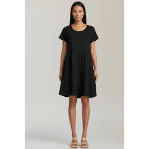 Time and Tru Womens Dress Size M Black Tiere Cotton Minimalist Whimsigoth thumbnail 7