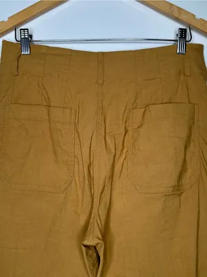 Maeve Anthropologie The Colette Linen Blend Cropped Wide Leg Pants Mustard 29 thumbnail 9