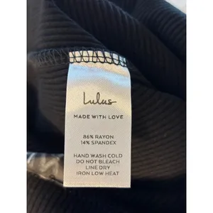 Lulus Black Ribbed Knit Midi Skirt Side Slit Bodycon High Waisted Large NWT thumbnail 9