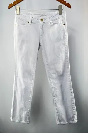 Tory Burch Low Rise Cotton Blend Cropped‎ Capri White Jeans Size 25 thumbnail 1