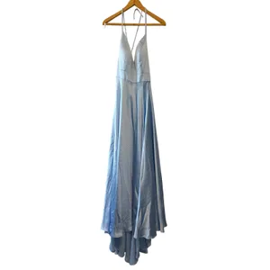 Mac Duggal Powder Blue Satin High Slit Gown Size 8 Evening‎ Dress thumbnail 3