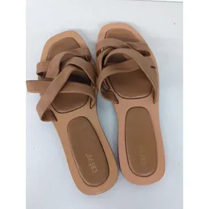 new Crēvo sz 10 brown sandal flip flop strappy leather boho slides thumbnail 3