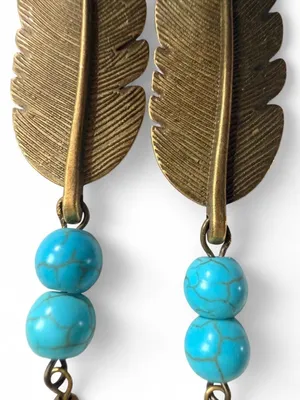 🪶 Handmade Bronze Feather Earrings thumbnail 3
