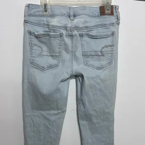 American Eagle Women Super Stretch Light Blue Denim Ripped Jegging jeans size 4‎ thumbnail 8