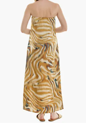 Strapless Print Satin Maxi Dress thumbnail 2