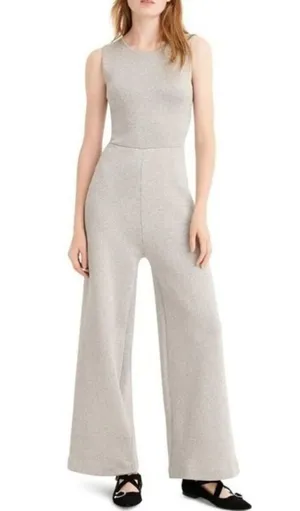 NWT J.Crew Sleeveless Lurex Jumpsuit in Silver Metallic Velvet Tie Jumper S $188 thumbnail 1