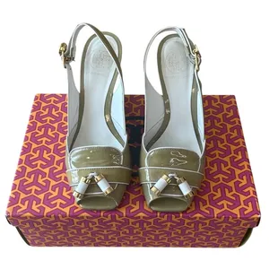 Tory Burch Ella Wedge‎ Slingback Peep Toe Patent Sandals 7 thumbnail 3