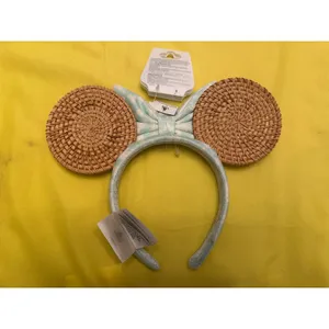 NWT 2024 Disney Parks Minnie Mouse Summer Tropical Palm Tree Rattan Ear Headband thumbnail 2