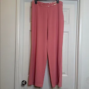Gianni Rodini Wide Leg pink pants with sequin detail around waist sz 10 thumbnail 2