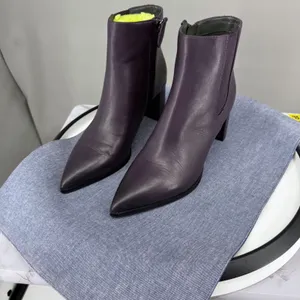 Franco Sarto Demmi Ankle Boot Women 7M Purple Leather Pointed Toe Block Heel Zip thumbnail 8
