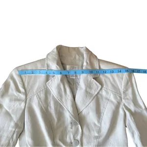 Loft ANN TAYLOR Blazer Khaki Light gray Size 4 Silk Linen Business Formal thumbnail 10