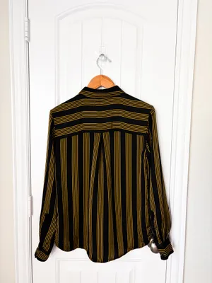 & Other Stories Black Button-Down Shirt with Gold Stripes Size 2 thumbnail 2