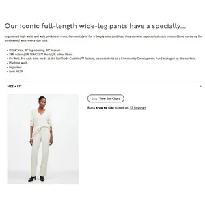Madewell Emmett Wide Leg Corduroy‎ Pants Winter White Women's Size 25 thumbnail 6