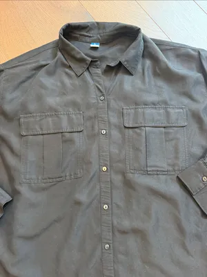 Old Navy Black Button-Front Oversized Long Sleeve Shirt XL - C10-034 thumbnail 3