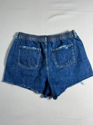 Aerie Daydream Denim Shortie frayed hem elastic back light distressing size L thumbnail 2