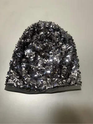Sequined Black Beanie Hat thumbnail 4