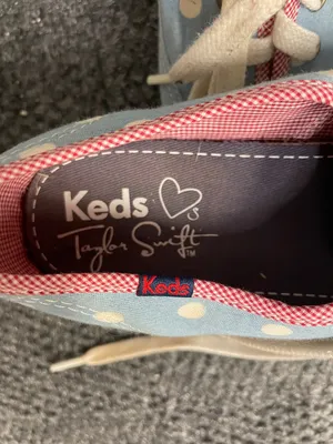 Keds Taylor Swift canvas shoes blue white polka dot size 7 thumbnail 3