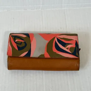 Fossil Tan Orange Leather Tri Fold Wallet Women’s Accessories Abstract Spring thumbnail 11