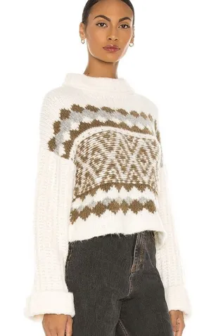 Free People Alpine Women's Pullover Sweater in Snowy Forest size Medium thumbnail 1