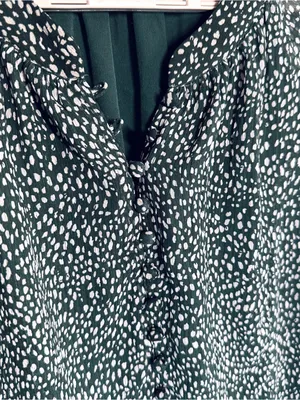 Joie Arctic Animal Spot Mini Dress XL Green Balloon Sleeve Speckle Print Flowy thumbnail 4