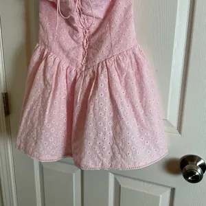 Forever 21 Pink Strapless Eyelet Dress size small thumbnail 4