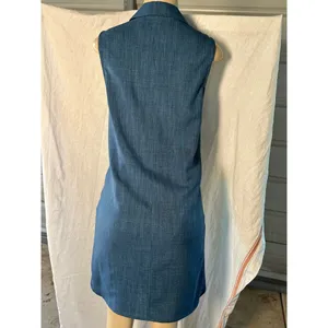 Tahari Arthur S. Levine Sleeveless Denim Dress Button Front Career Size 2 thumbnail 2