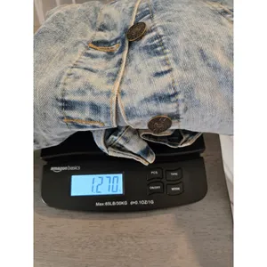 Garage Jalate XL Vintage Blue Acid Wash Distressed Denim Jacket Women Shrunken Crop thumbnail 12