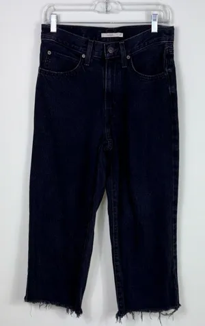 Levi’s 94 Baggy Wide Leg Jeans Women’s Size 27 Cropped Black Denim thumbnail 1