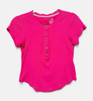 Pilcro baby polo Tee, short sleeve, ribbed, fuchsia pink, sz XS thumbnail 1