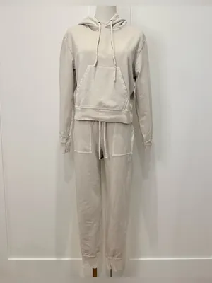 Goodlife Micro Terry Lounge Set Small Beige Hoodie Joggers Travel Minimal Comfy thumbnail 2