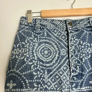 Free People School Daze Tribal Denim Mini Button Fly Skirt thumbnail 7