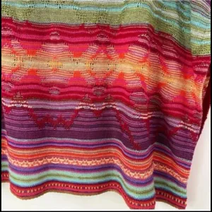 Ralph‎ Lauren multicolored striped poncho with horizontal stripes in red, orange thumbnail 5