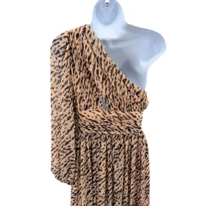 Gianni Bini Dalia One Shoulder Animal Print Chiffon Maxi‎ Dress Asymmetrical 4 thumbnail 7