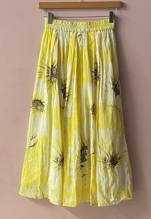 H&M Yellow Floral Elastic Waist Maxi Skirt Size XS NWT thumbnail 1