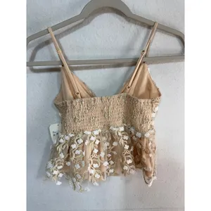Altar'd State Camisole Floral Embroidered Peplum Women's XS Cream Natural New thumbnail 6