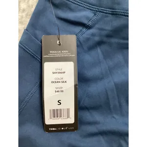 Yogalicious Lux Womens High Waisted Biker Shorts Ocean Silk Blue SHY3864P Size S thumbnail 6