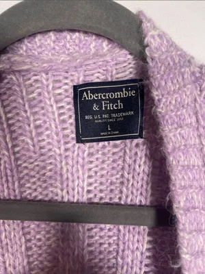 Abercrombie & Fitch Womens Purple White Stripe Cardigan Sweater Large thumbnail 2