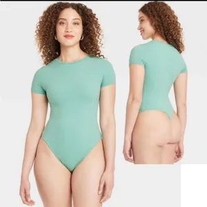 Auden Women's Luxury Collection 4-Way Stretch Short Sleeve Bodysuit thumbnail 2