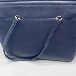 Tory Burch Robinson Tote Navy Blue Orange Lining Large Classic Baddie thumbnail 4